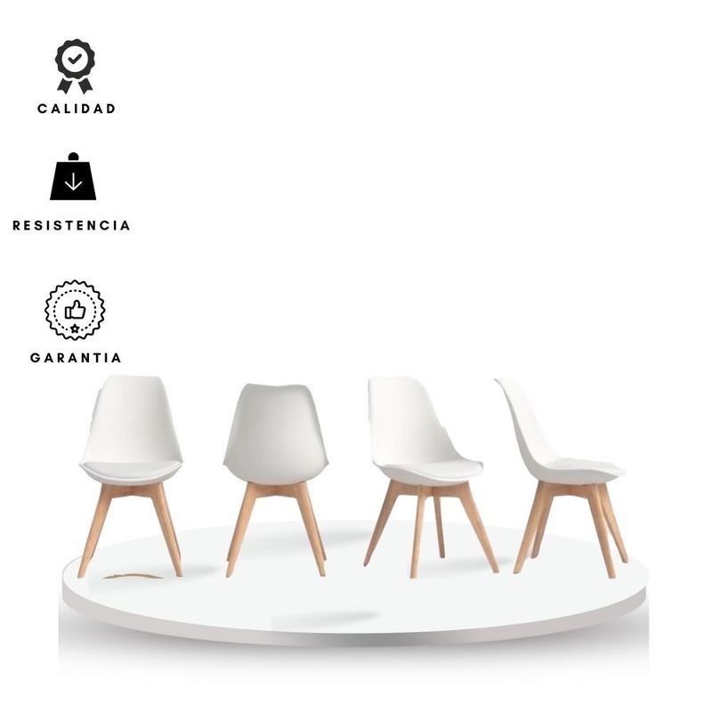 EKONOMODO COLOMBIA - Silla tapizada Milano Blanca set X4