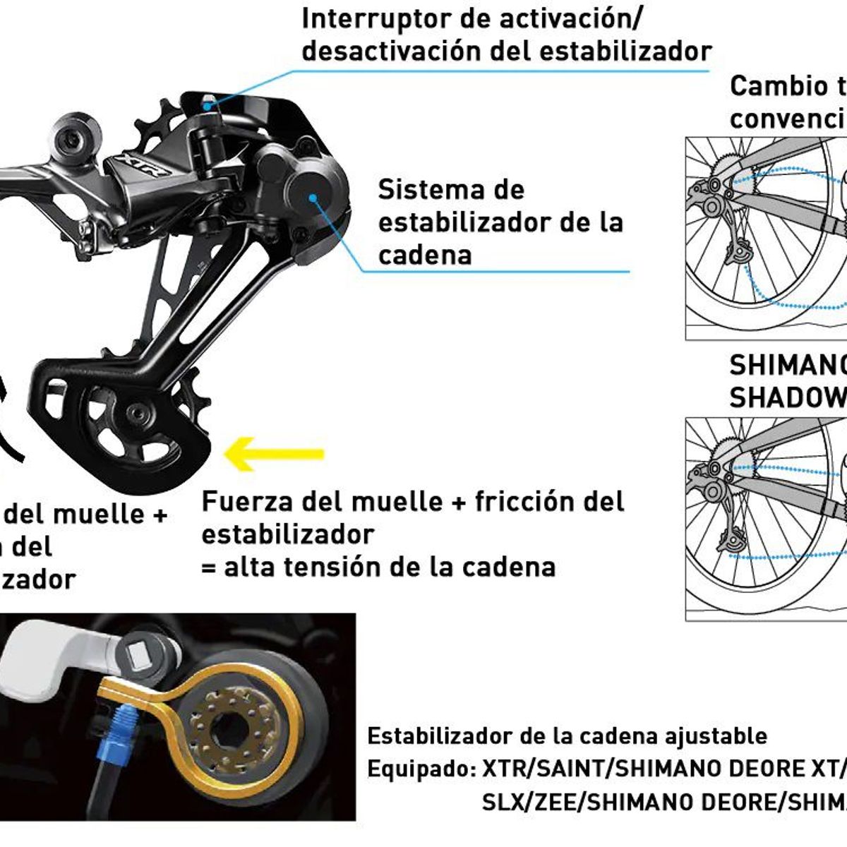 SHIMANO - Tensor Shimano ALIVIO RD-M3100 SGS 9 Vel Shadow