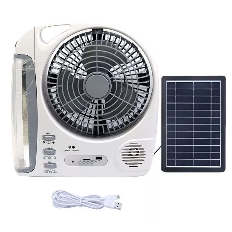 ONE PIXEL - Ventilador Recargable Con Panel Solar Gd-8028 ONE PIXEL