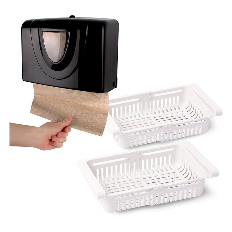 ENERGY PLUS - Combo Dispensador Toallas negro 2 Organizadores Multiusos