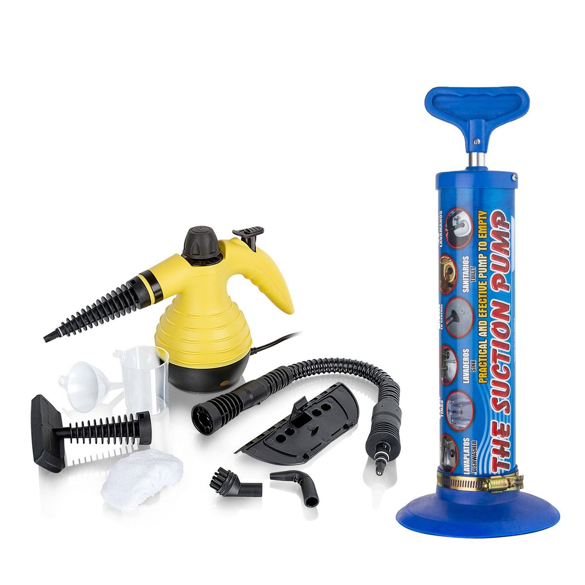 ENERGY PLUS - Combo Limpiador a Vapor  Bomba de Succión destapa cañerías