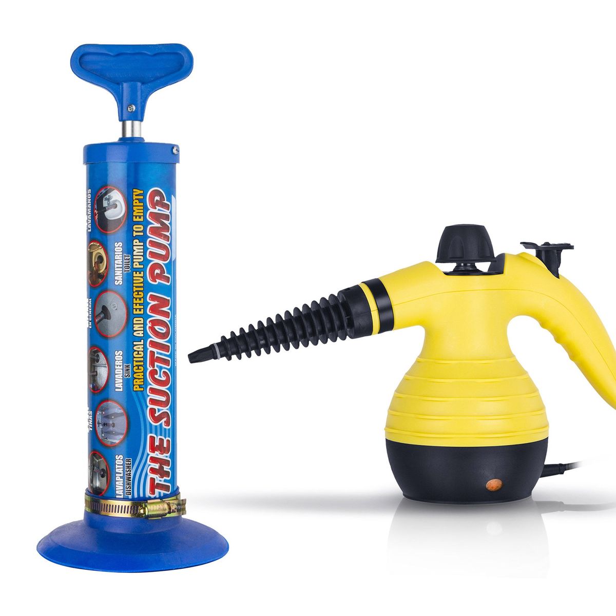 ENERGY PLUS - Combo Limpiador a Vapor  Bomba de Succión destapa cañerías