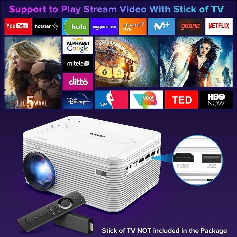 GENERICO - VIDEO proyector Bigasuo 2022 Nativo 1080p Blthoot,7k Lx Hdmi,