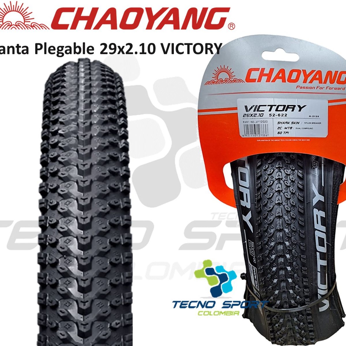 CHAOYANG - Llanta Bicicleta 29x21 Chaoyang Plegable Plegable Antipinchazo