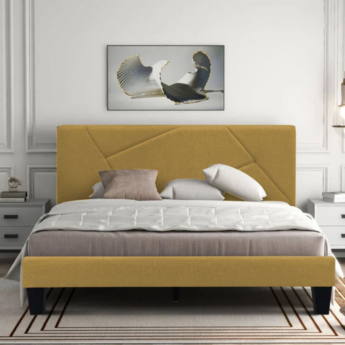 EKONOMODO COLOMBIA - Colchon King 1 Pillow Con Cama En Pino Hampton Mostaza 200X200 Cm