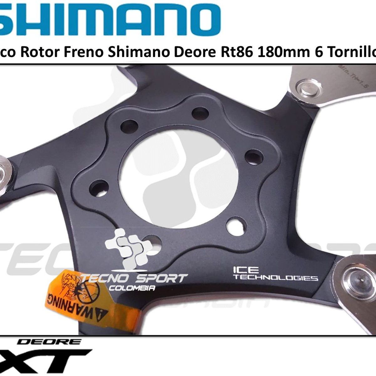 SHIMANO - Disco Shimano Xt Rotor Freno Bicicleta Rt86 180mm 6tornillos