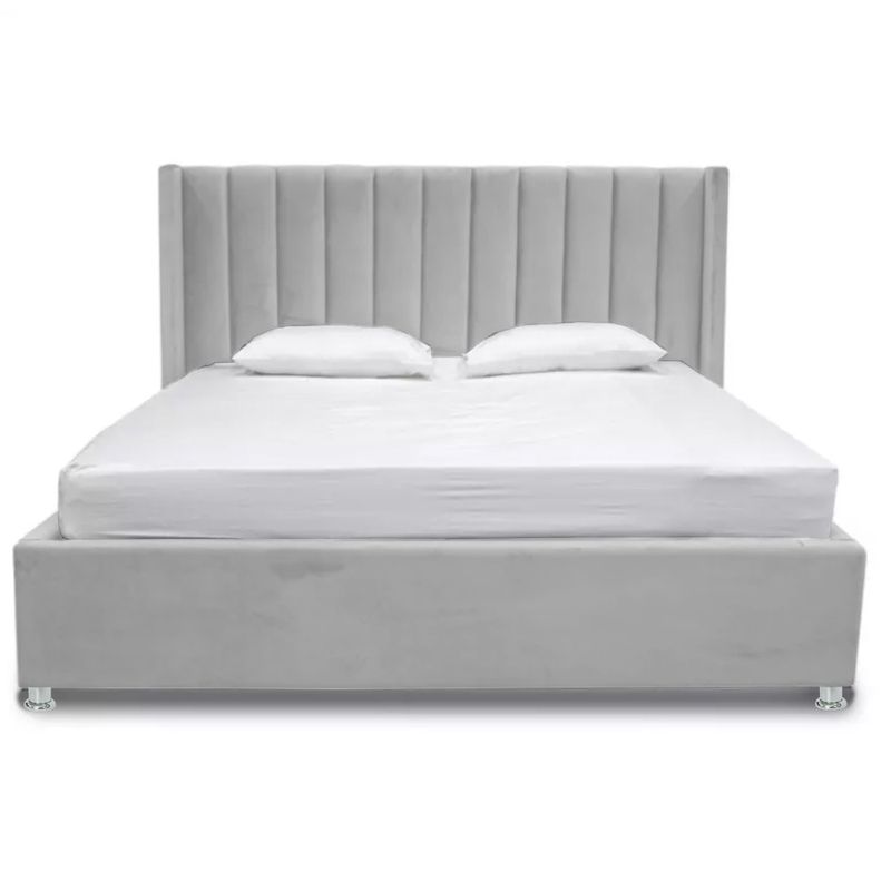EKONOMODO COLOMBIA - Base cama con Espaldar Queen + Puff en pino Julieta Gris perla 160x190
