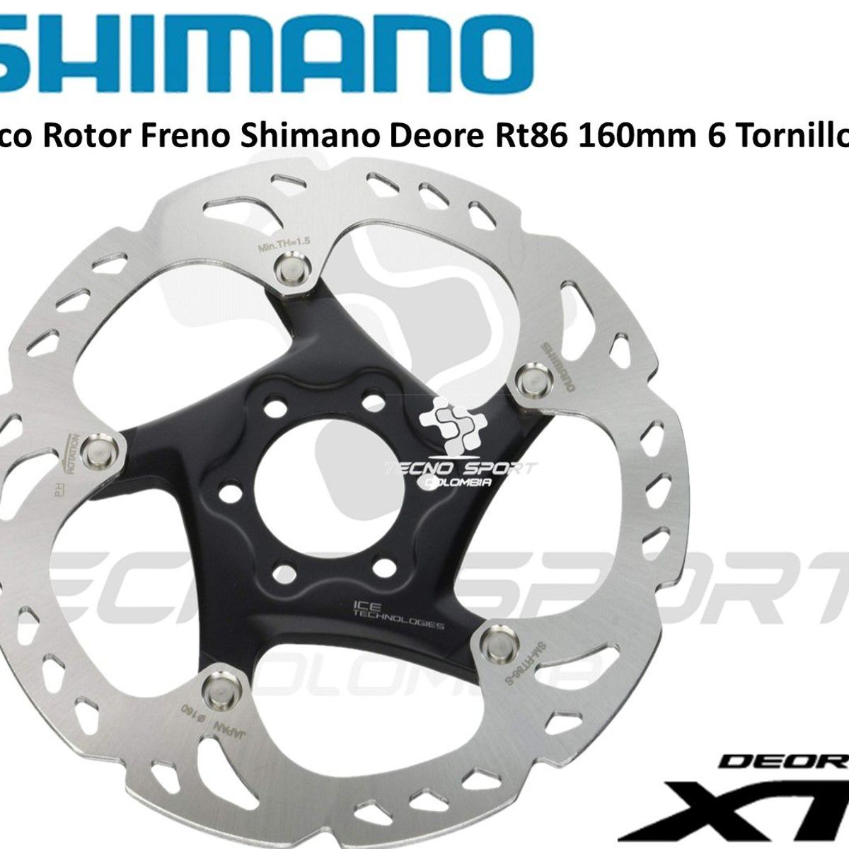SHIMANO - Disco Bicicleta Shimano Xt Rotor Freno Rt86 160mm 6tornillos
