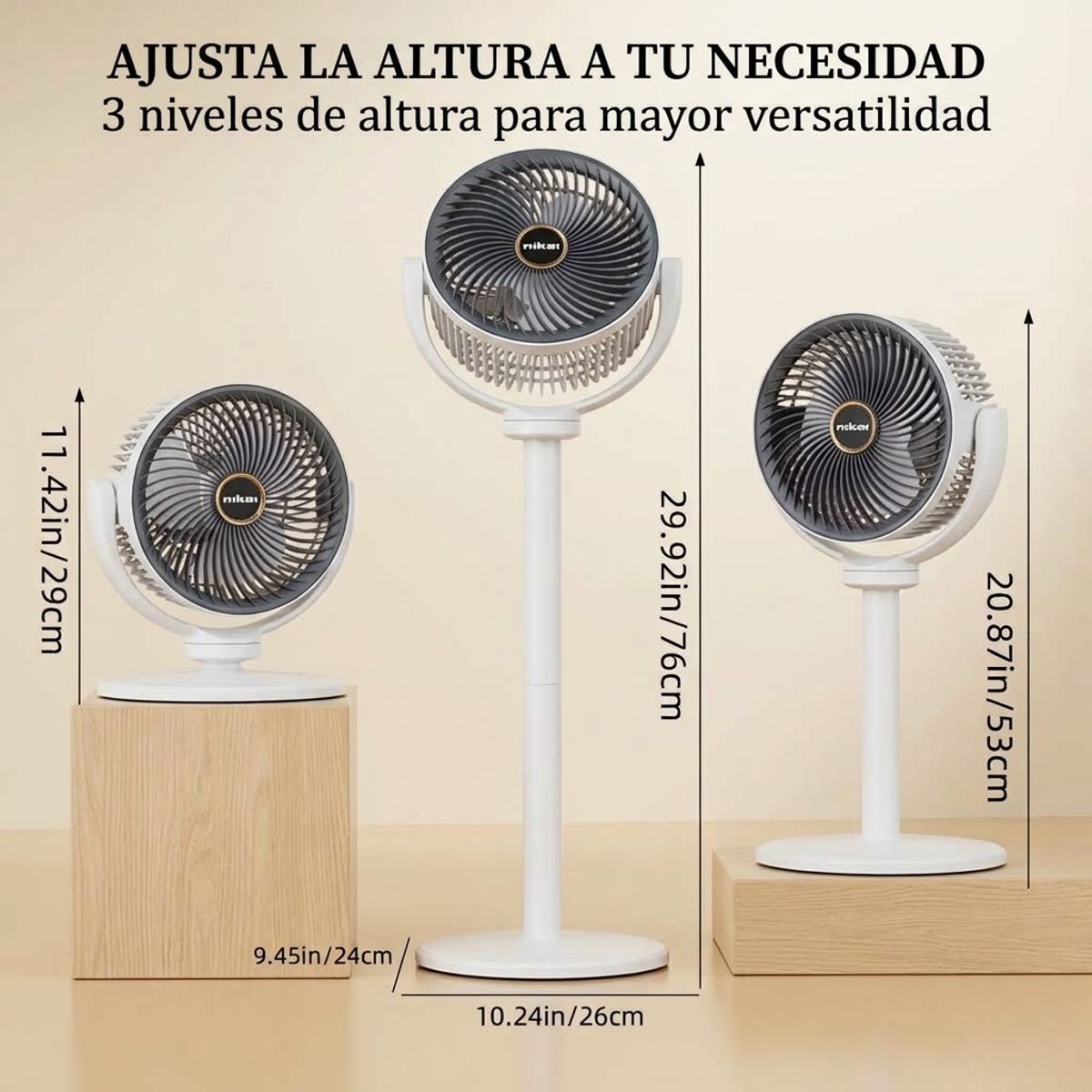 FANTECH - Ventilador De Pie Inalambrico Recargable Portatil Graduable / 5 Velocidades