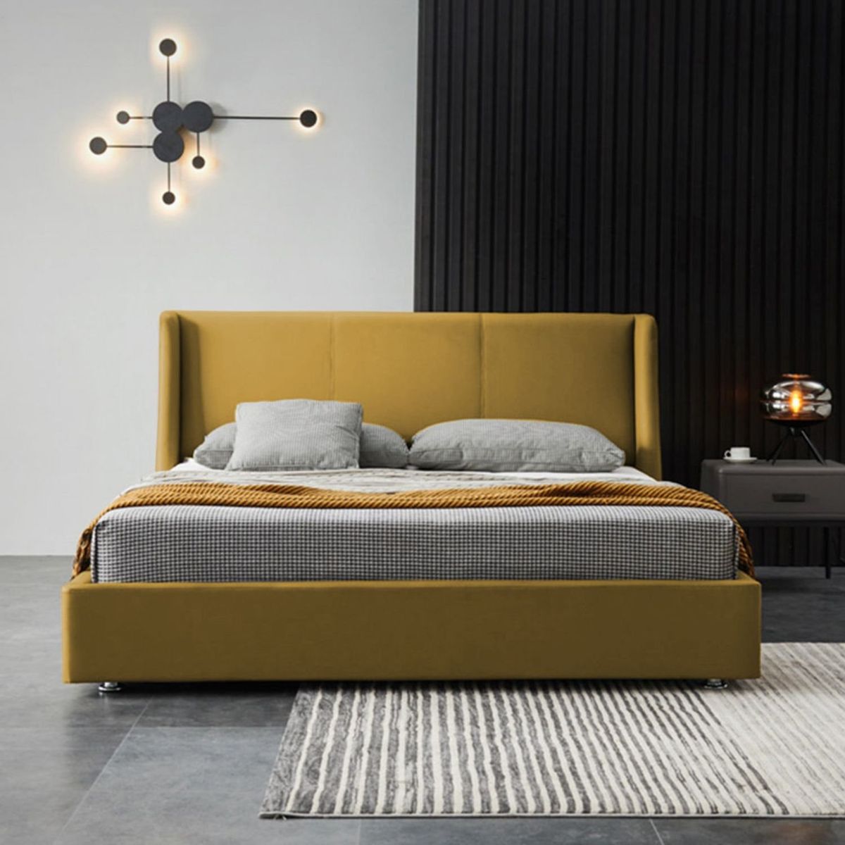 EKONOMODO COLOMBIA - Colchon Semidoble 1 Pillow Con Cama En Pino Mousai Mostaza 120X190 Cm