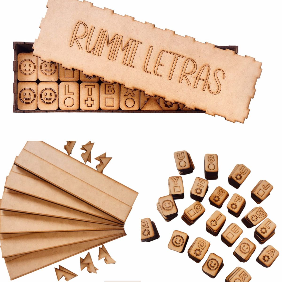 GENERICO - Juego de Mesa Rummi-Letras artesanal en madera