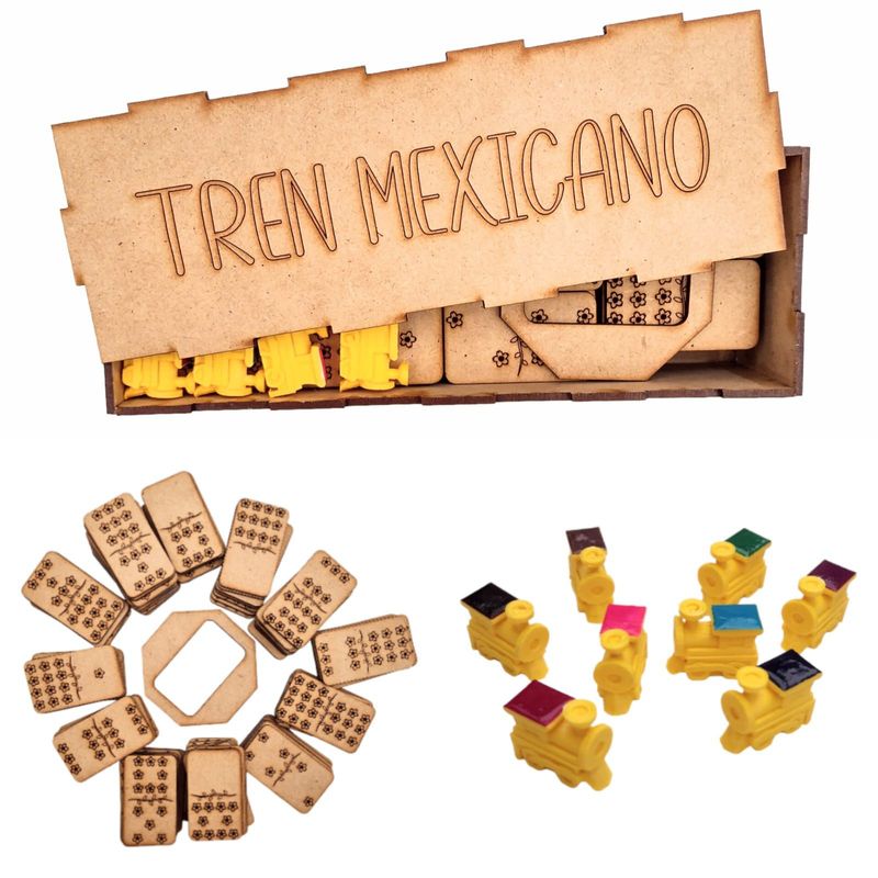 GENERICO - Juego de Mesa tren mexicano artesanal en madera