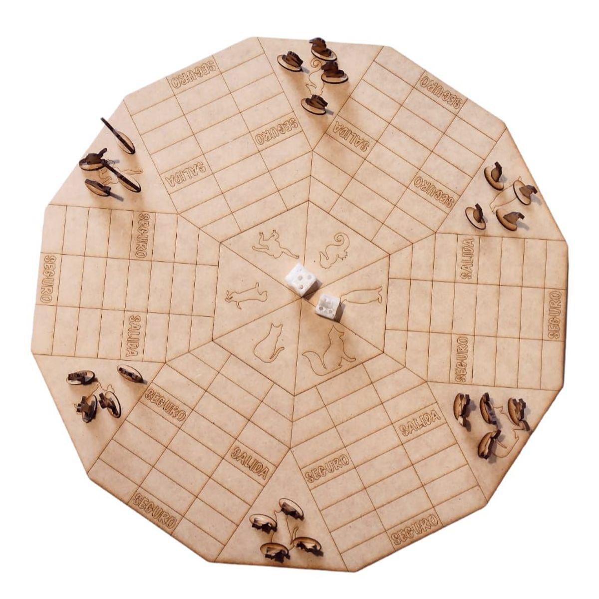 GENERICO - Juego de Mesa Parques 6 jugadores artesanal en madera