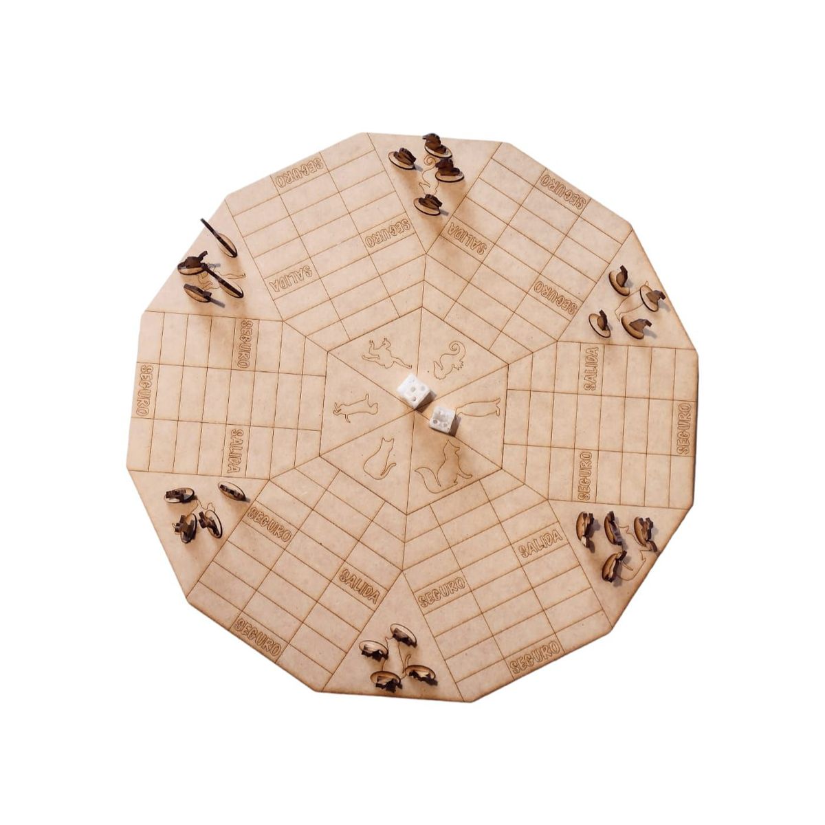 GENERICO - Juego de Mesa Parques 6 jugadores artesanal en madera