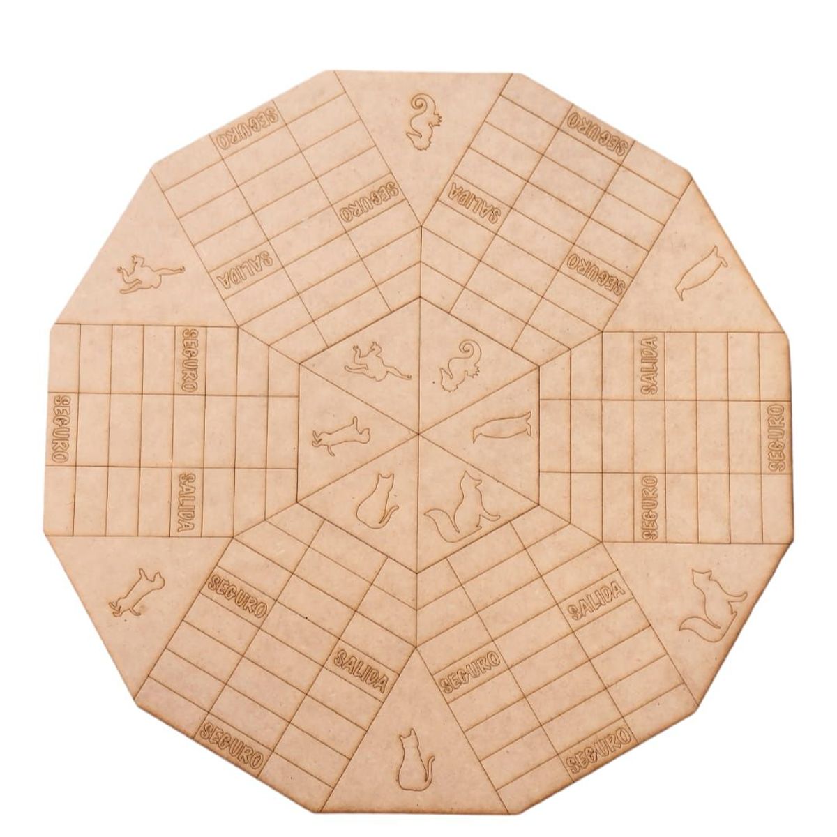 GENERICO - Juego de Mesa Parques 6 jugadores artesanal en madera