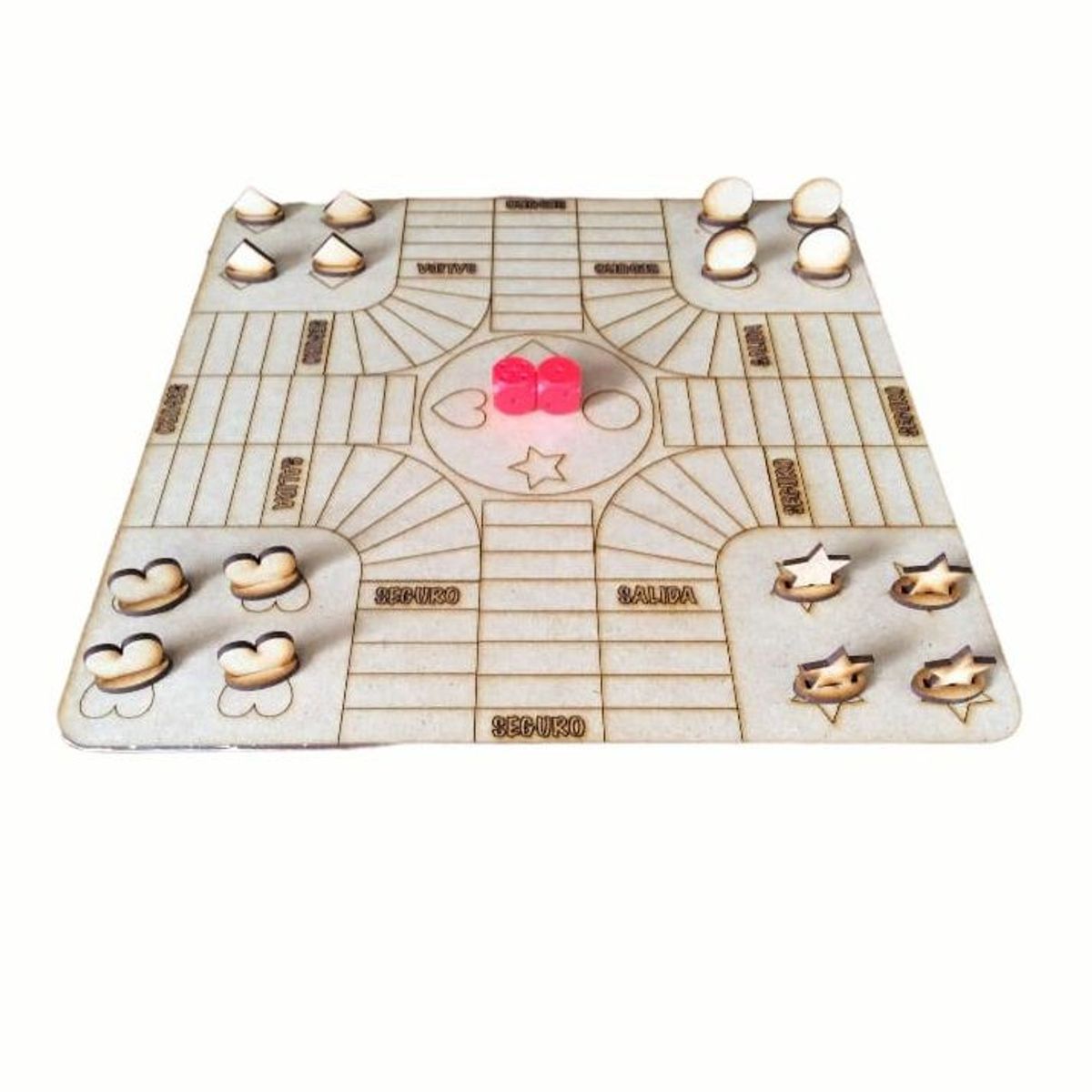 GENERICO - Juego de Mesa Parques 4 jugadores artesanal en madera