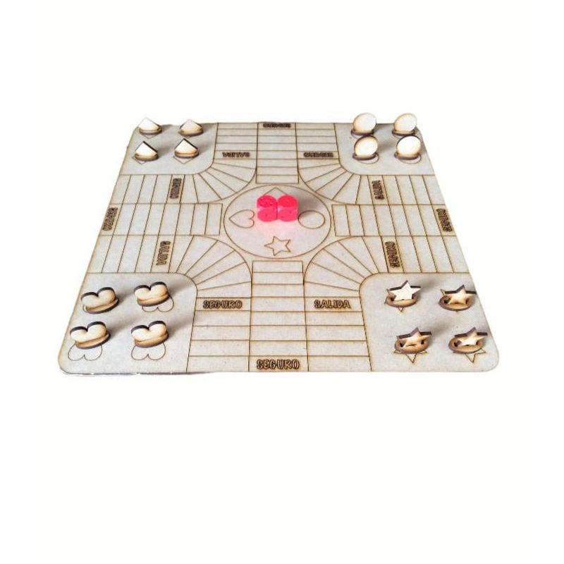 GENERICO - Juego de Mesa Parques 4 jugadores artesanal en madera