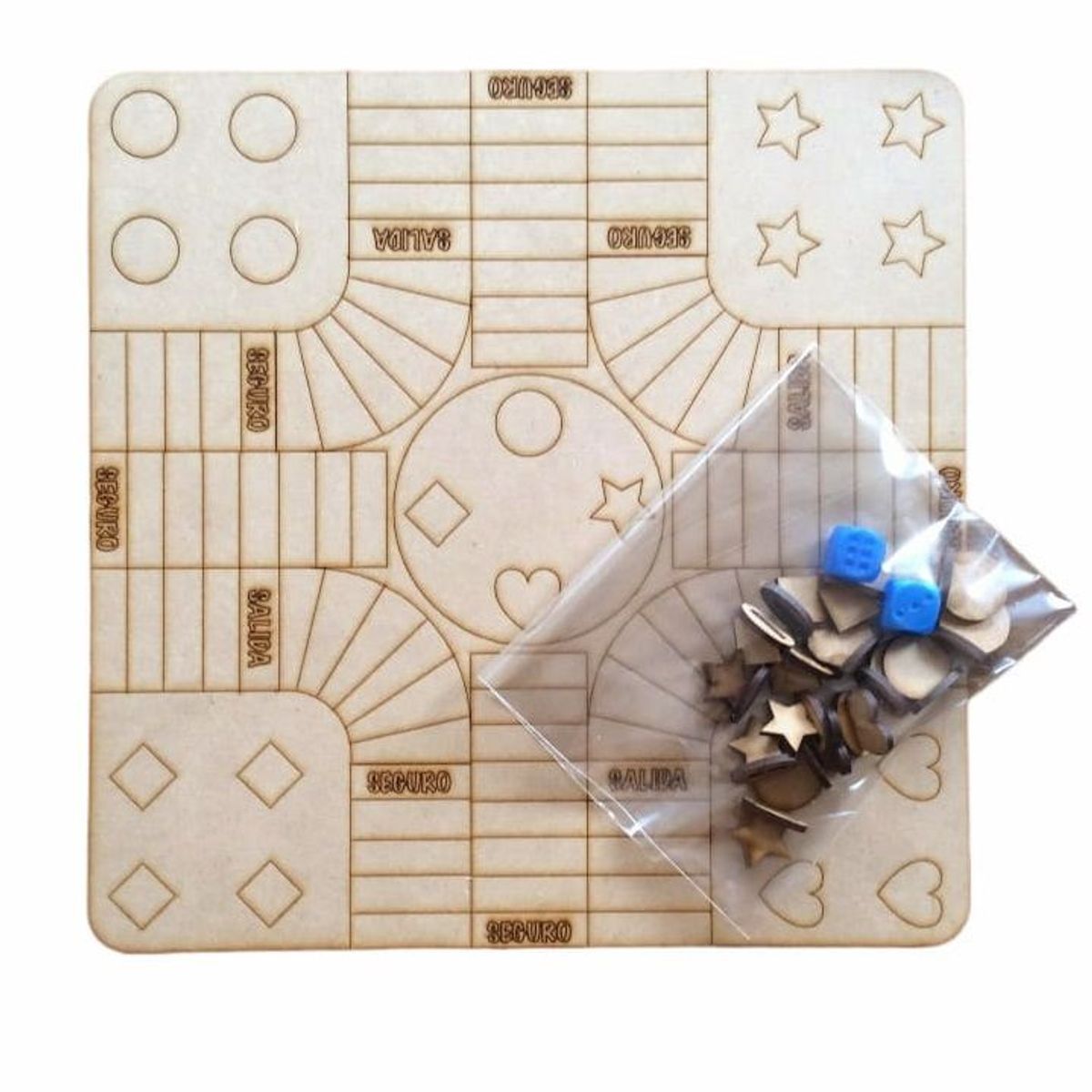 GENERICO - Juego de Mesa Parques 4 jugadores artesanal en madera