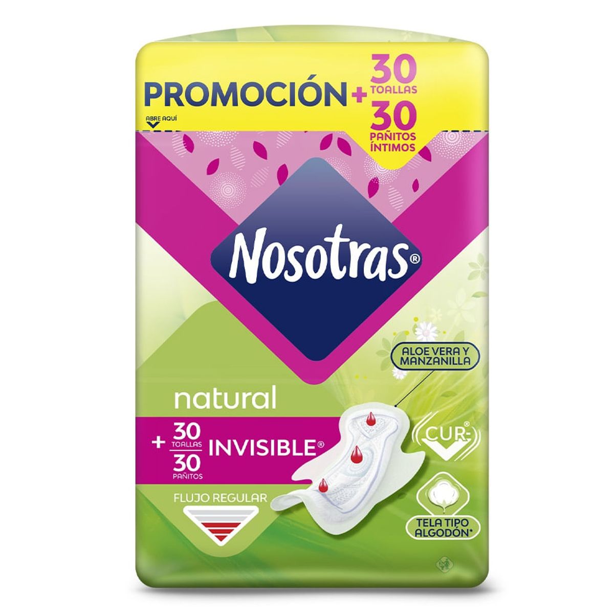 NOSOTRAS - Oferta Toallas Higienicas Natural Invisible Tela X 30und + P