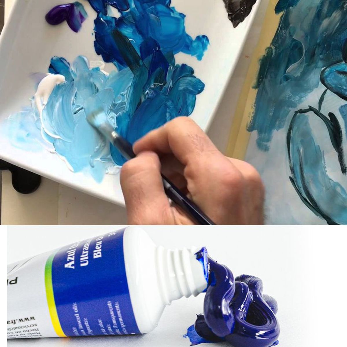 FRANCO ARTE - Pintura al oleo azul ultramar, tubo x 50 cc bozetto.