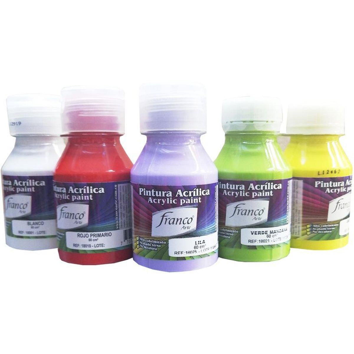 FRANCO ARTE - Pintura Acrílica, Al Frío Franco Arte 60 ml X 10 Colores.