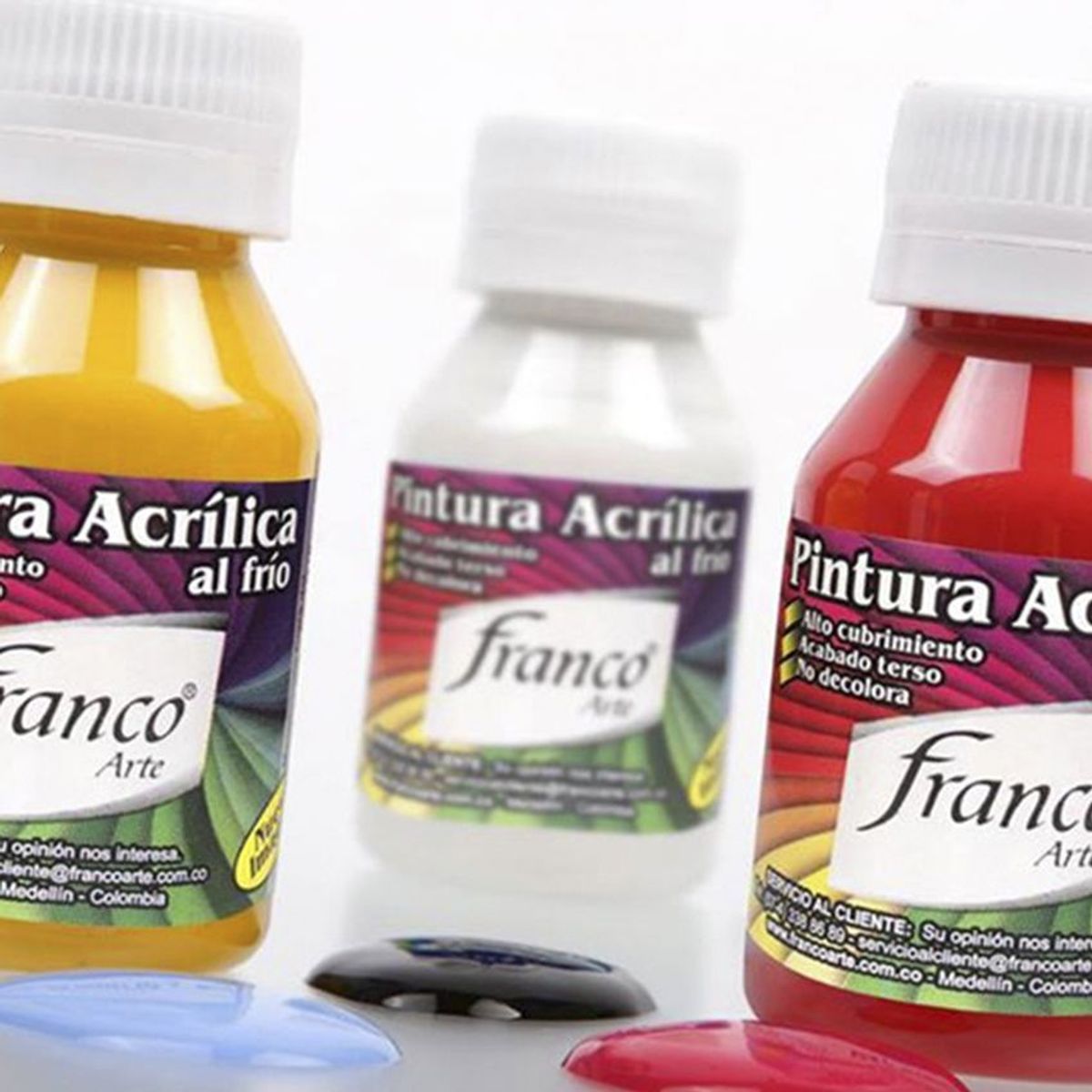 FRANCO ARTE - Pintura Acrílica, Al Frío Franco Arte 60 ml X 10 Colores.