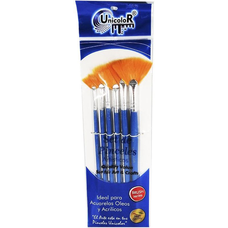 Set pincel abanico x tamaños surtidos unicolor FRANCO ARTE