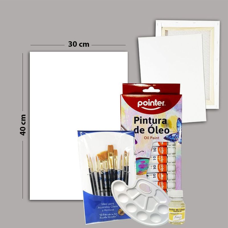 MARIES - Set arte oleos  pinceles  ac linaza  bastidor  paleta