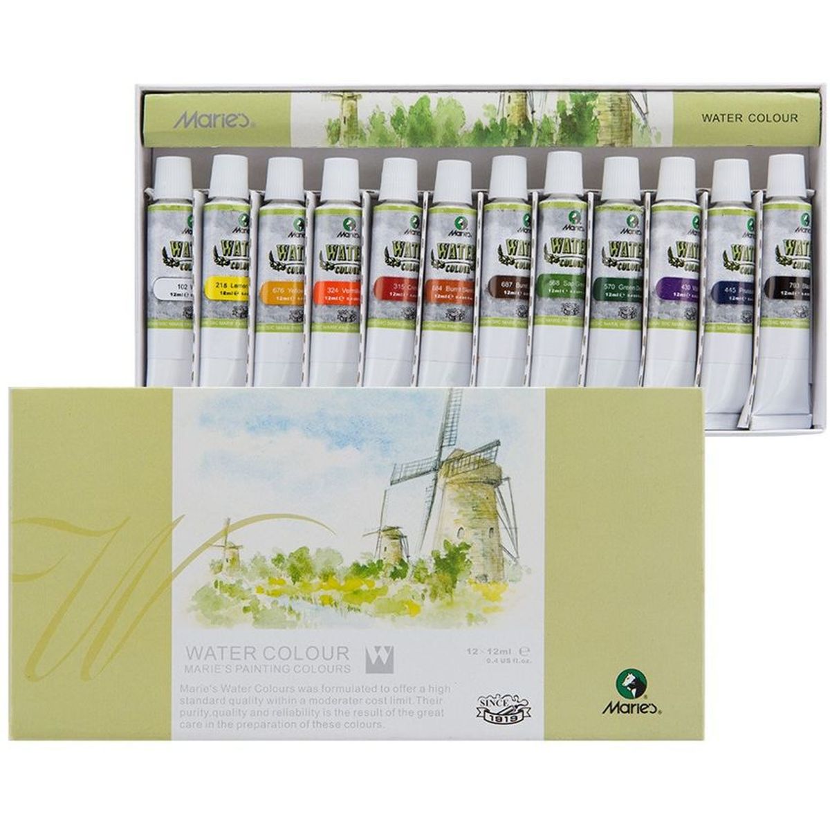 MARIES - Acuarelas x 12 tubos de 12 ml maries