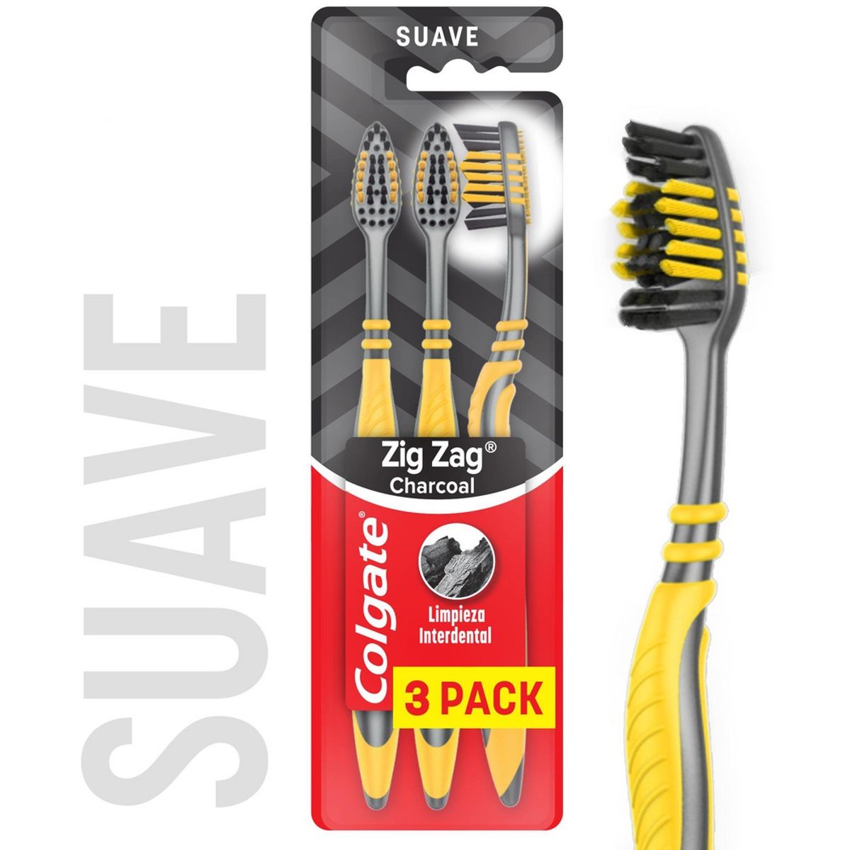 COLGATE - Cepillo de Dientes Colgate Zig Zag Carbon Suave x3und