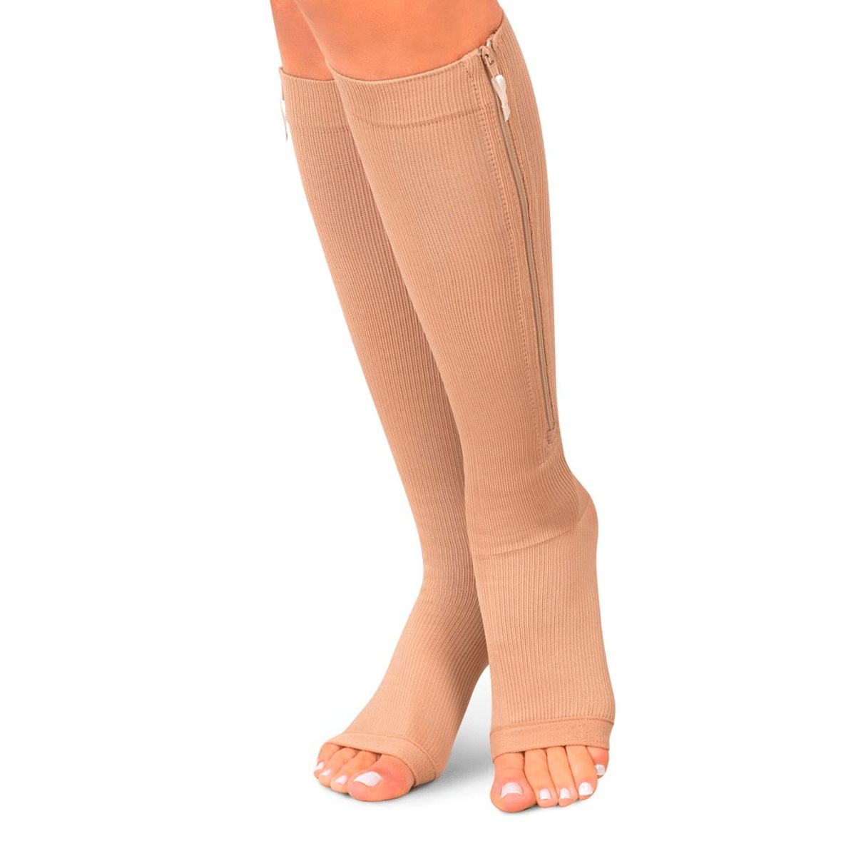 MEDIVARIC - Calcetin Unisex Con Cierre 15-20 Mmhg Medivaric Talla L Café