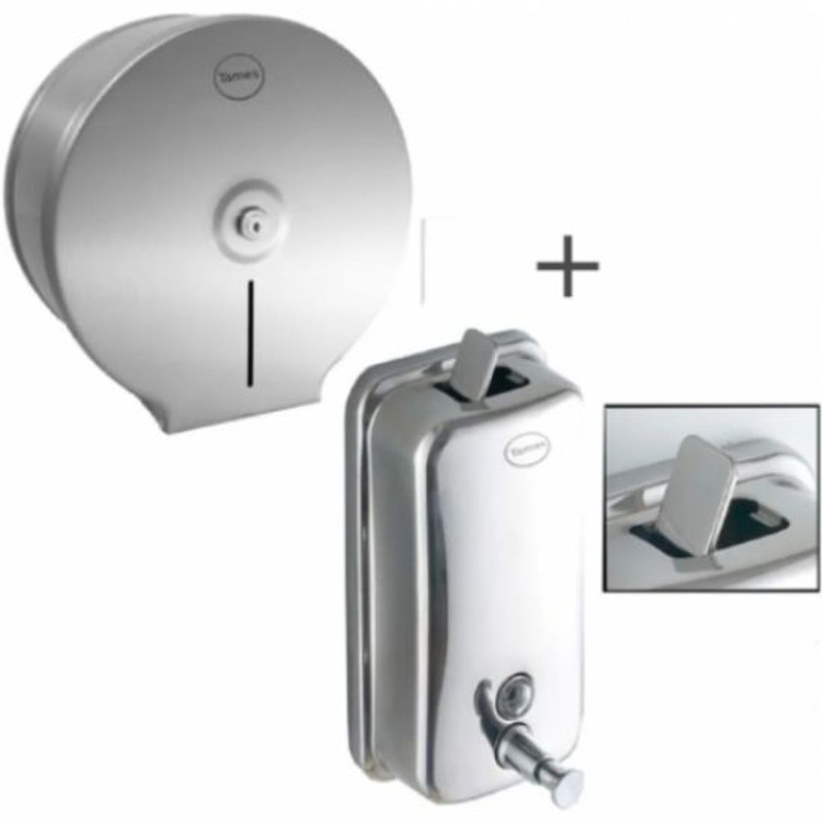 GENERICO - Kit Dispensador De Jabón Metálico Y De Papel Institucional