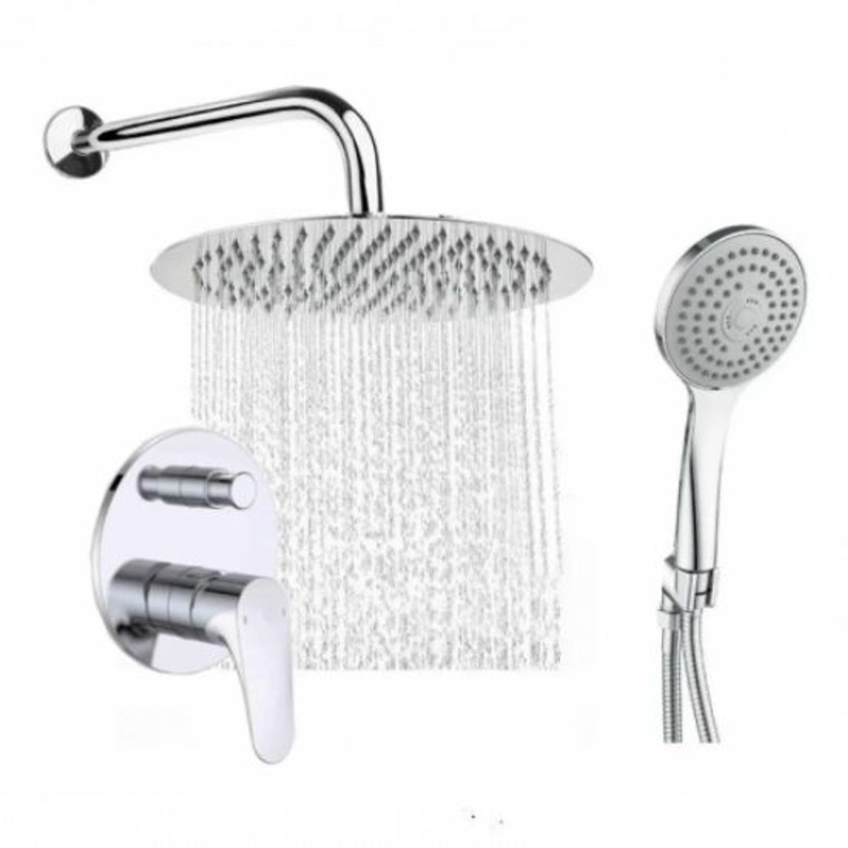 GENERICO - Kit Mezclador Desviador-Ducha Redonda 20 Cm, Teleducha-Tubo