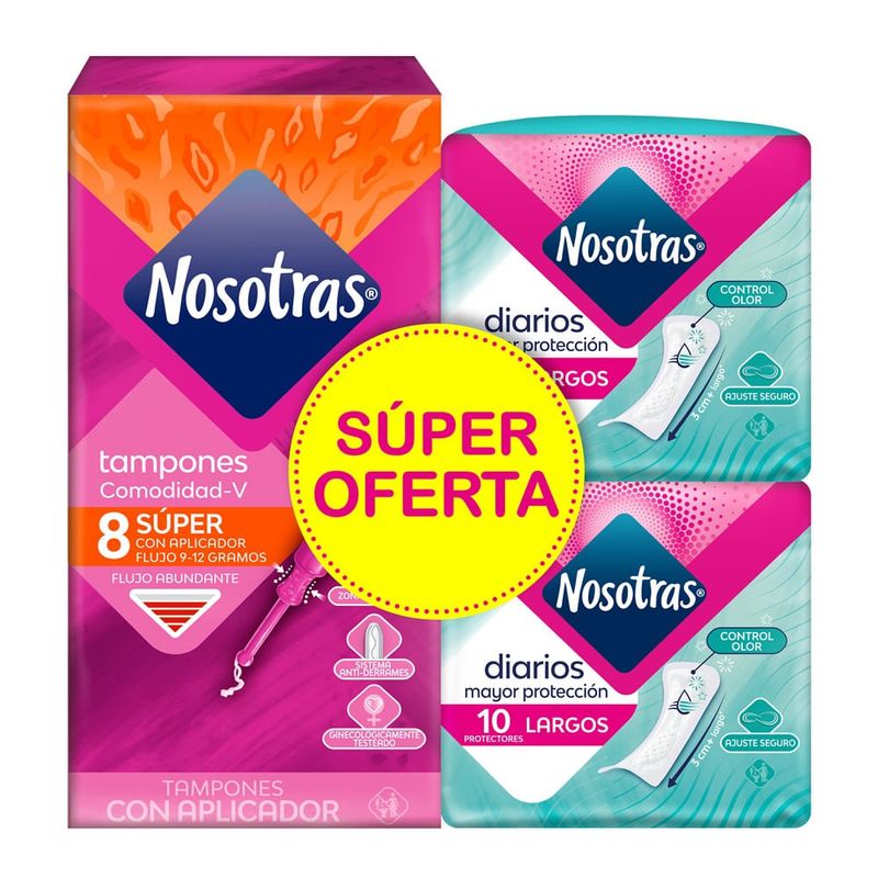 NOSOTRAS - Oferta Tampones Nosotras Con Aplicador Supero X 8 Und + Prot