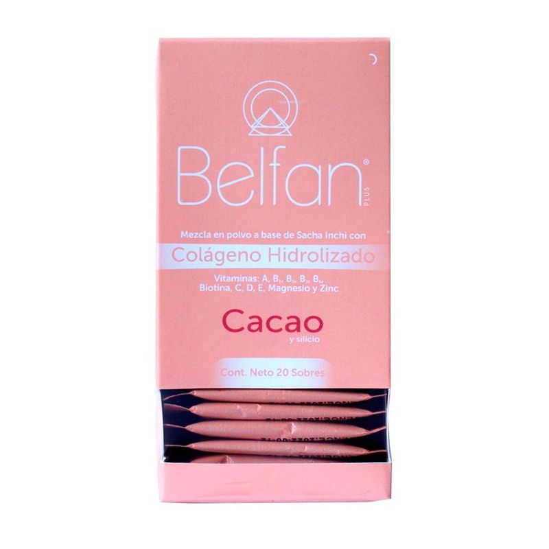 BELFAN - Colageno Belfan Hidrolizado Cacao Y Silicio X 20 Sobres
