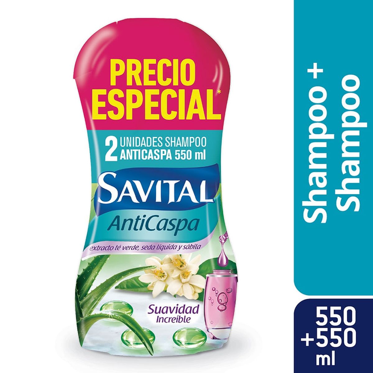 SAVITAL - Oferta Shampoo Savital Anticaspa Te Seda X 550ml X 2 Und
