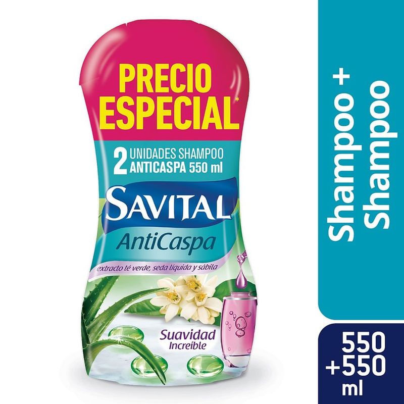 SAVITAL - Oferta Shampoo Savital Anticaspa Te Seda X 550ml X 2 Und