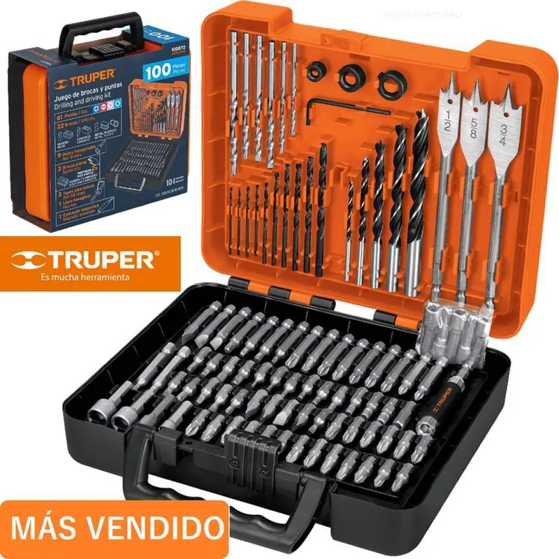 TRUPER - Juego de brocas y puntas 100 piezas truper uso profesional