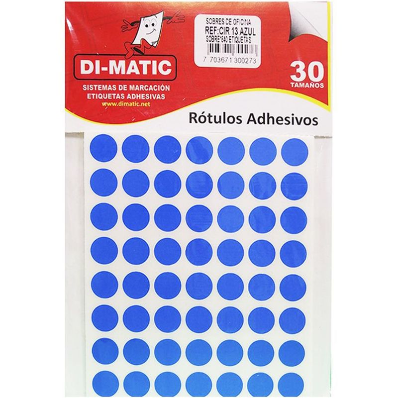 DIMATIC - Rótulos adhesivos, círculos azul ref 13 dimatic.