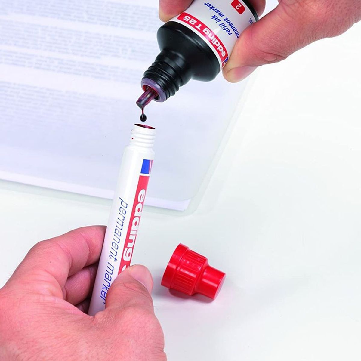 EDDING - Tinta Para Marcador Borrable Edding, Color Negro x 100 Ml