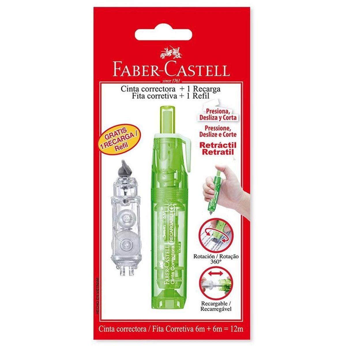 FABER CASTELL - Cinta correctora retráctil + 1 recarga faber castell