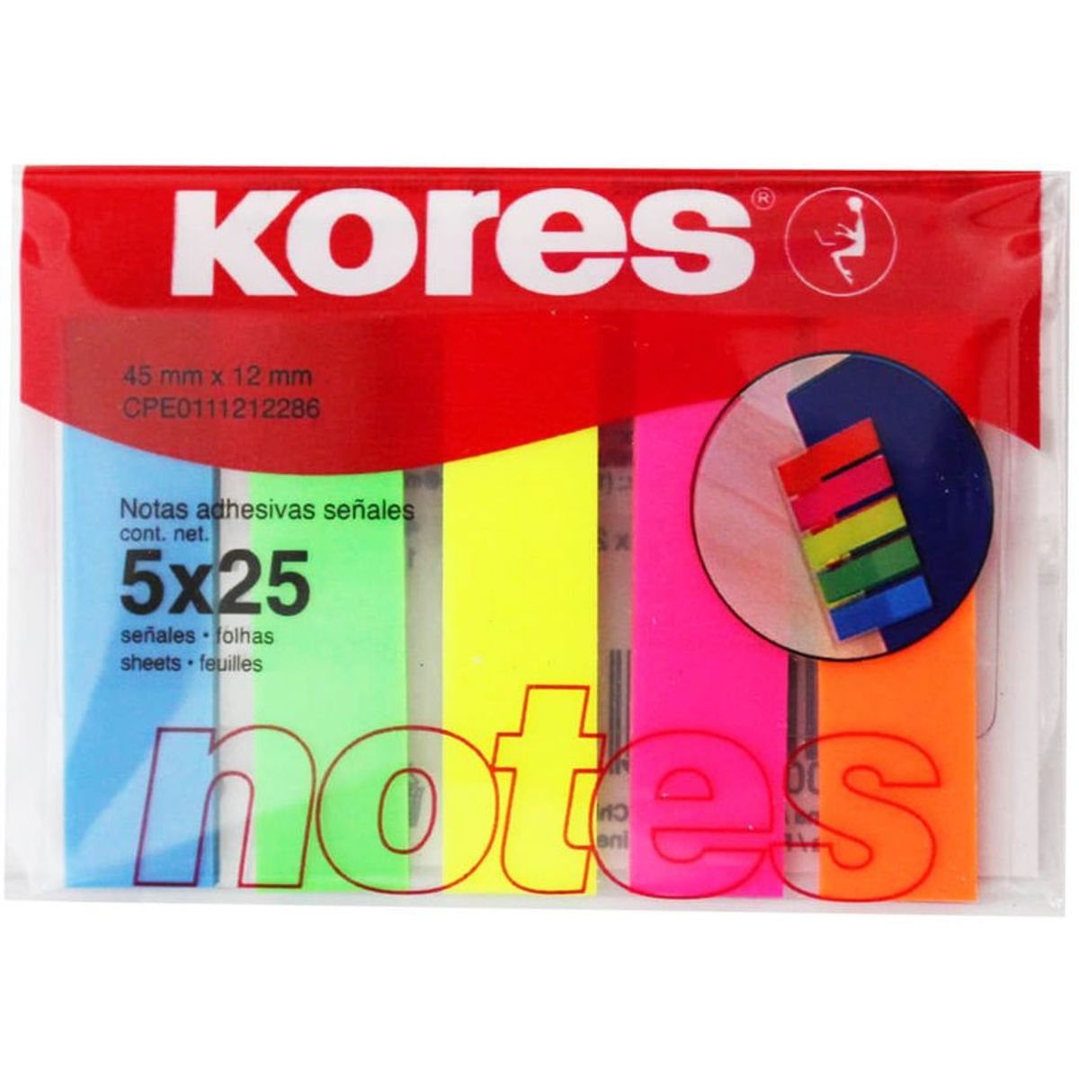 KORES - Notas Adhesivas kores, Banderitas Neón X 5 Colores
