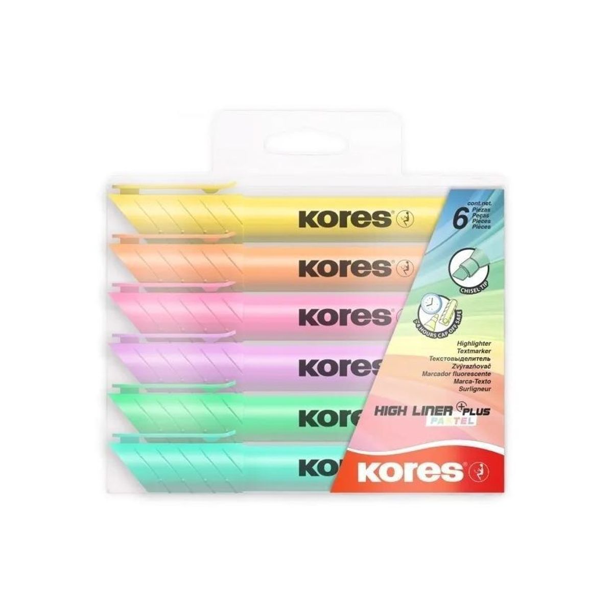 KORES - Resaltador Pastel Kores X 6 Colores High Liner Plus