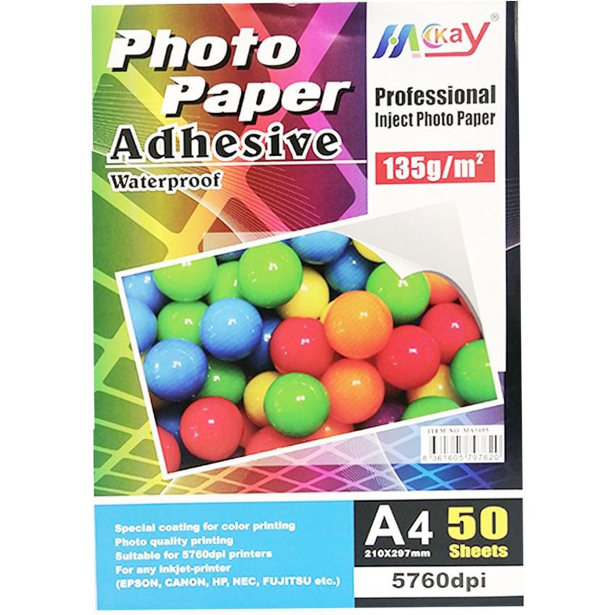 MARY KAY - Papel fotográfico adhesivo impermeable x 20 hojas tamaño a4