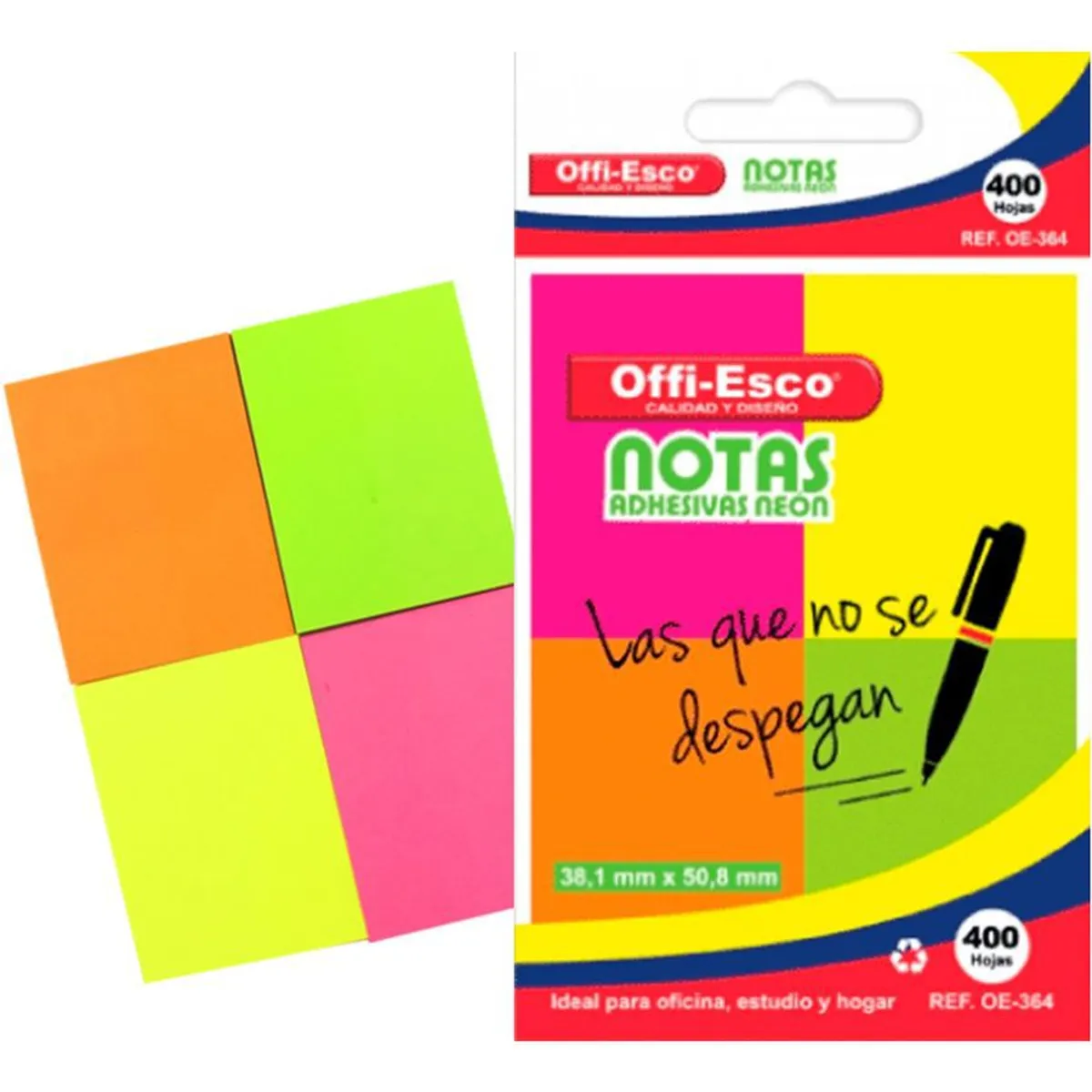 OFFI ESCO - Notas adhesivas removibles 400 hojas x4 colores offi-esco