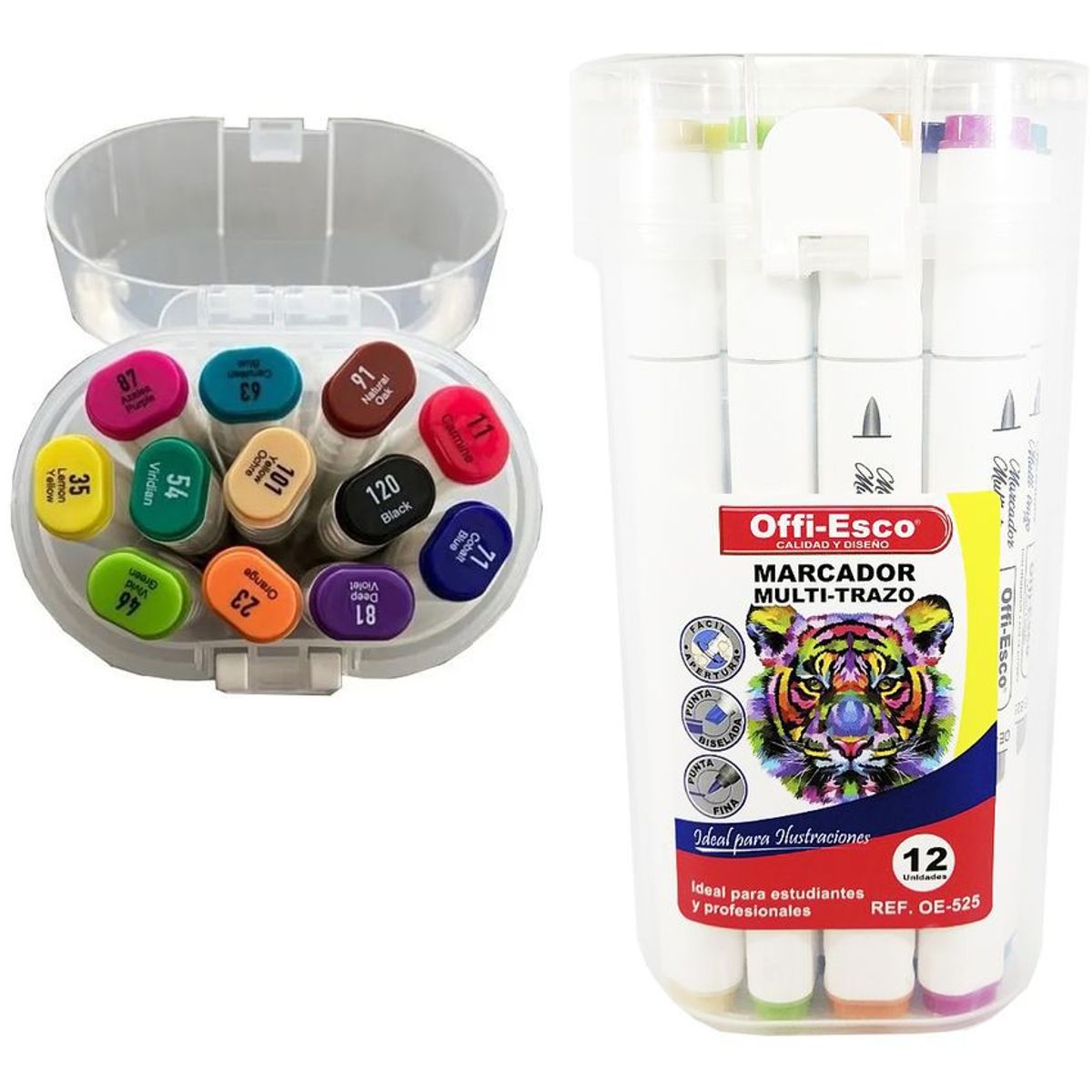 OFFI ESCO - Marcador Offi Esco Multi-Trazo Doble Punta En Estuche X 12