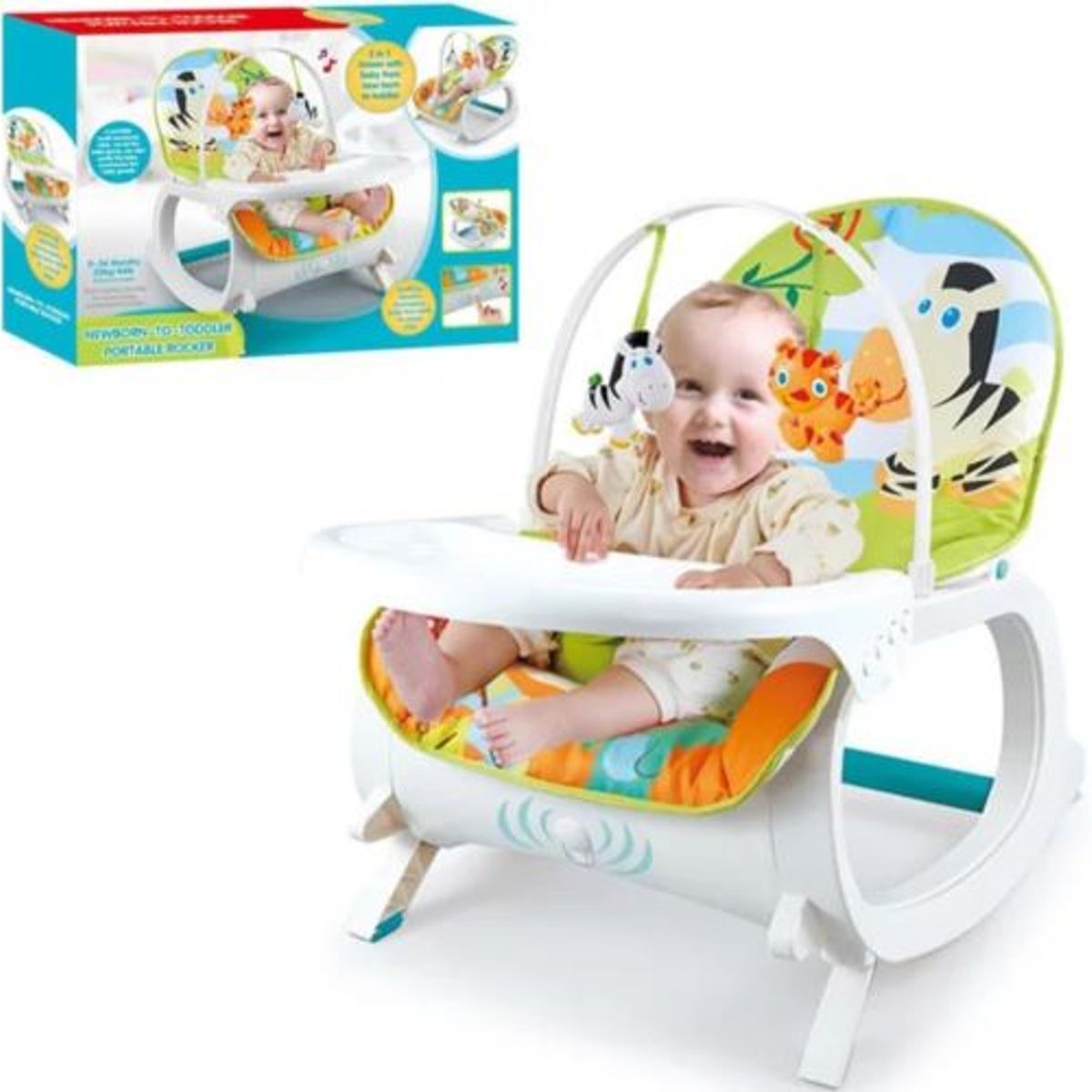 GENERICO - Silla mesedora vibradora y musical con bandeja para bebe