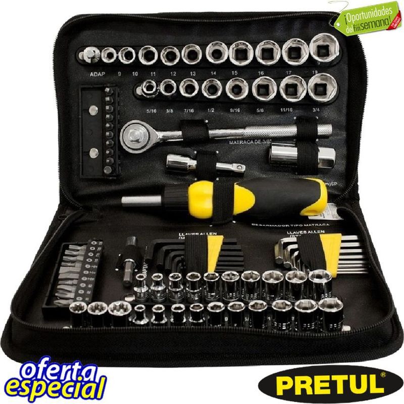 PRETUL - Juego de herramienta 83 piezas copas rache carro moto marca pretul