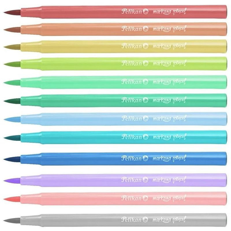 PELIKAN - Plumón Punta Pincel Pelikan Pastel X 12 Markana Lettering