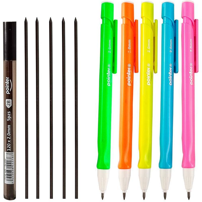 POINTER - Portaminas 2.0 mm colores surtidos + caja de minas x 5 unds